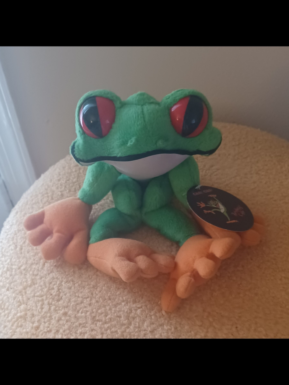 RAINFOREST Green & Orange Tree Frog Plush with Red Eyes